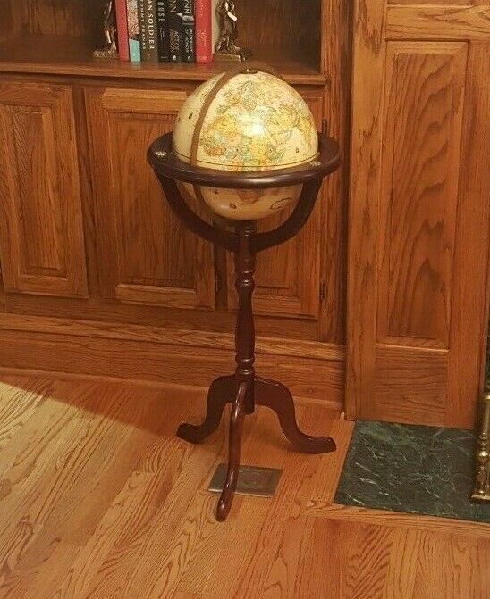 Bombay Company Globe Floor Wooden Stand with World Classic Globe 1993