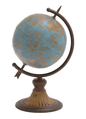 Metal Globe Tilted Axis Pedestal Blue Brown Home Decor 20251