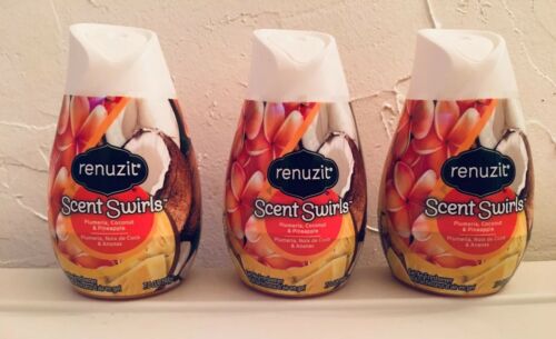 Renuzit Scent Swirls Air Freshener Gel ~ Plumeria, Coconut & Pineapple  Set of 3