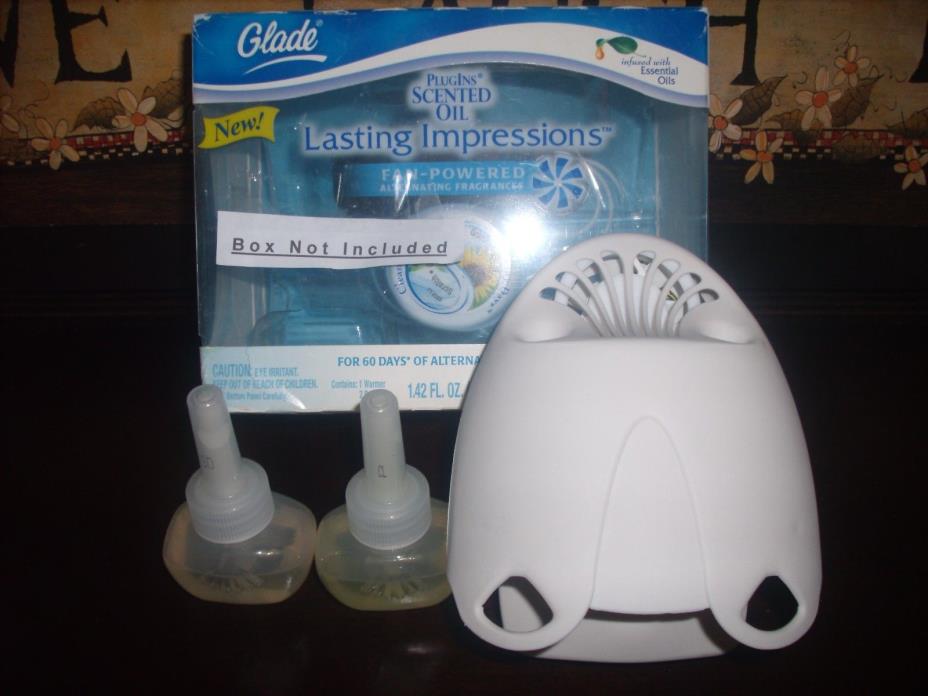 1 NEW GLADE Plugins LASTING IMPRESSIONS Scented oil FAN powered WARMER W REFILLS