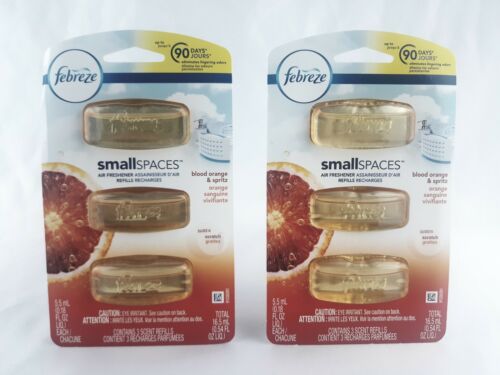 (2) Febreze Small Spaces Air Freshener Blood Orange & Spritz 3 Refills 90 days