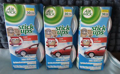 3 NEW PACKS 2 CT AIR WICK STICK UPS CAR AIR FRESHENER CRISP BREEZE 6 PUCKS TOTAL