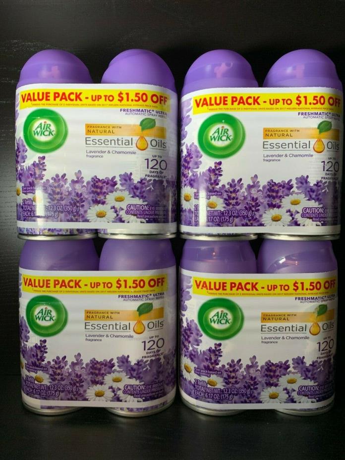 Lot of 4: NEW 2-Pack Air Wick Freshmatic Spray Refills Lavender Chamomile 6.17oz