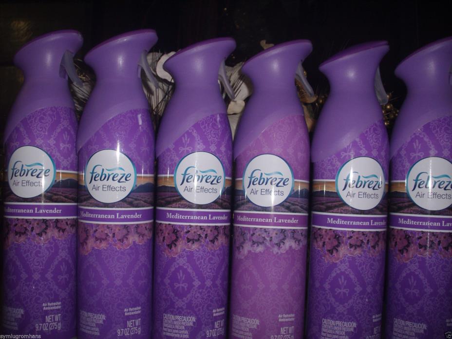 MEDITERRANEAN LAVENDER Febreze Air Effects Air Freshener Refresher Sprays 6 Cans