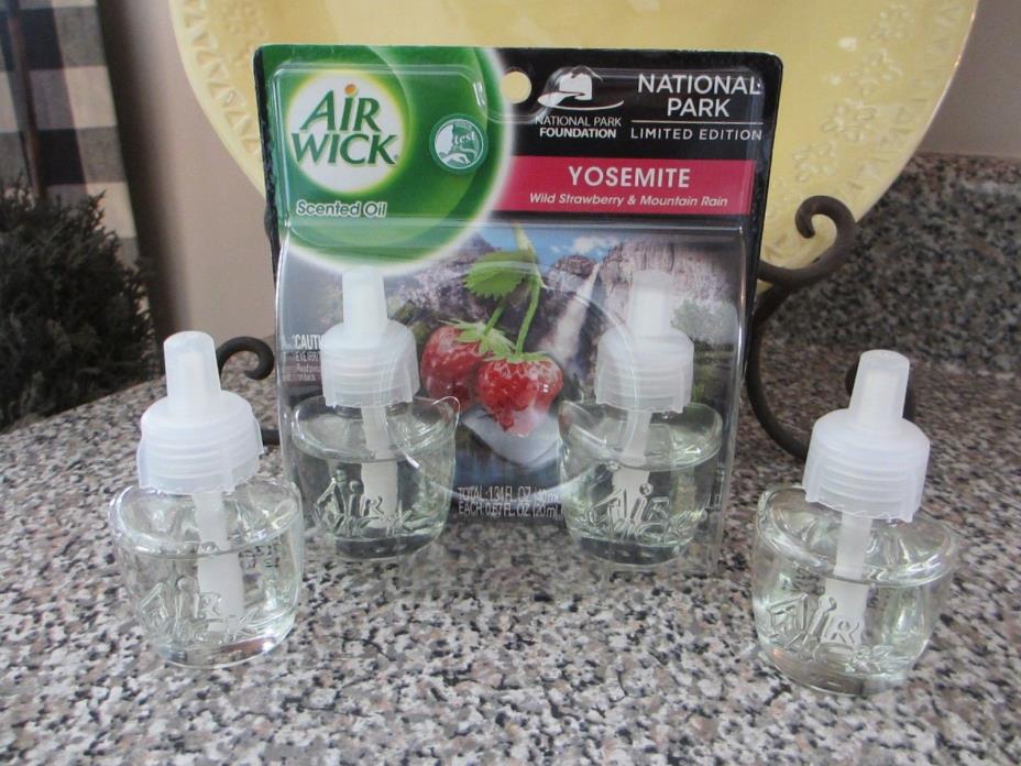4 Refills Air Wick Yosemite Wild Strawberry Mountain Rain Oil Plug In