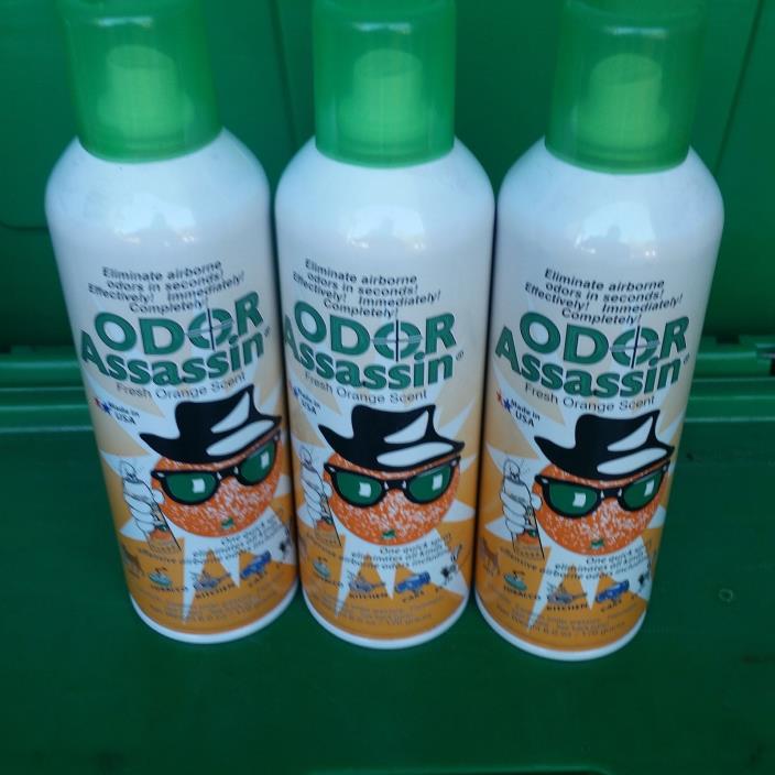 Odor Assassin Odor Eliminator Fresh Orange  Scent Spray Aerosol Can 6Oz-PK 3