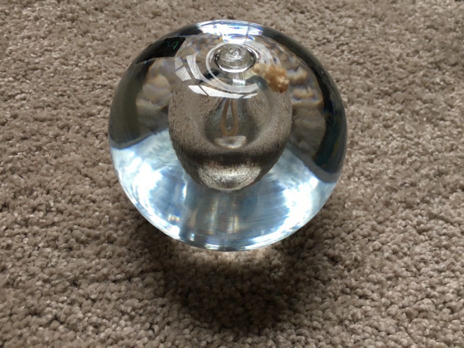 Ambrosia clear glass paperweight / oil lamp combo, Poland