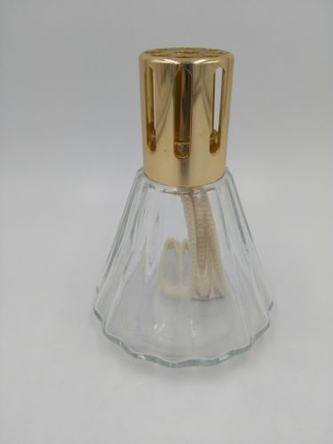 Lampe Berger France Fragrance Lamp Clear Fluted Ribbed Gold Top Wick