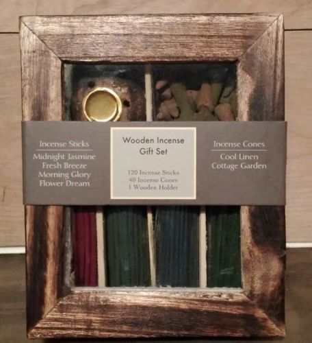 Wooden Incense Gift Set SEVERAL Scents Jasmine 120 Sticks  40 Cones Burner Start