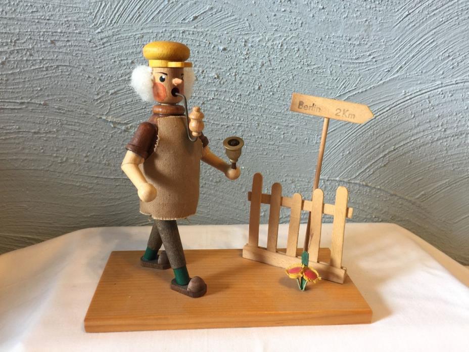 Wooden Standing Man on road to Berlin  Made In Germany Incense Burner Smoker