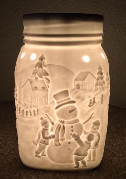 Scentsy Let It Snow Warmer Premium Electric Wax Warmer Mason Jar Retired NEW