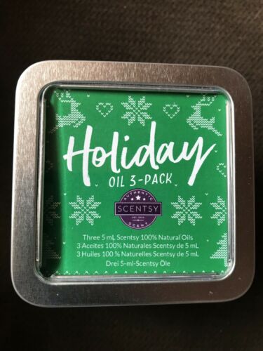 Scentsy HOLIDAY OILS ~ Set 3 100% Natural Oil Brand New In Tin Christmas
