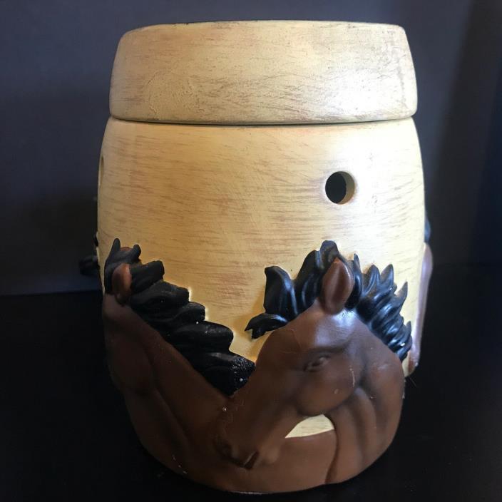 Retired Scentsy Western Cowboy Stampede Horses Candle Wax Warmer