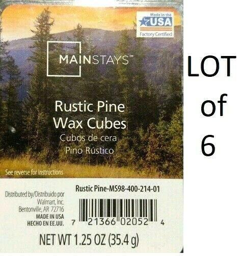 (LOT of 6) Mainstays Rustic Pine Scented Wax Cubes