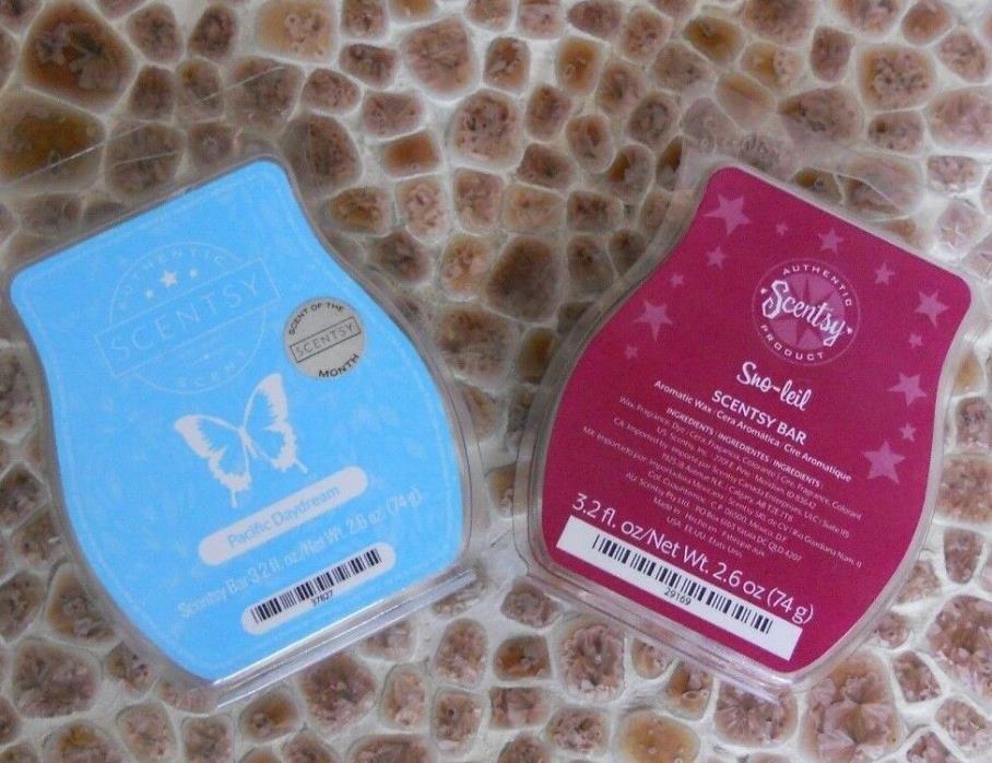 Lot of 2  Rare Scentsy Wax Aroma Therapy Snow Leil And Pacific Day Dream 3.2 Oz