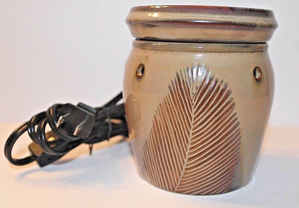 SCENTSY Mid-Size Wax Tart Warmer QUILL Brown Tan RETIRED Feather Discontinued