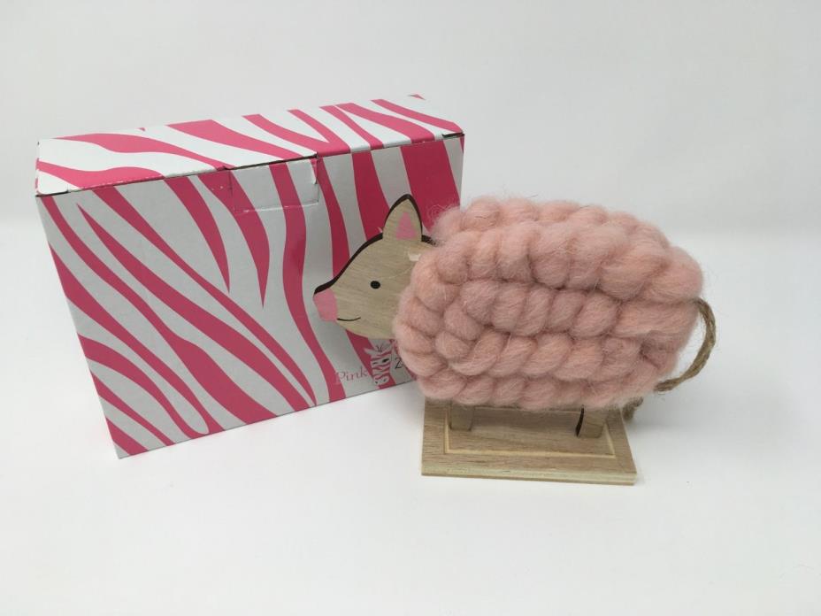 Pink Zebra Peggy the Piggie Woolie Decor new in box
