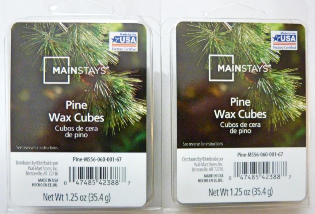 2 Packages Mainstays Pine Scented Wax Cubes 1.25 oz. 6 Cubes Per Pack (12 Total)