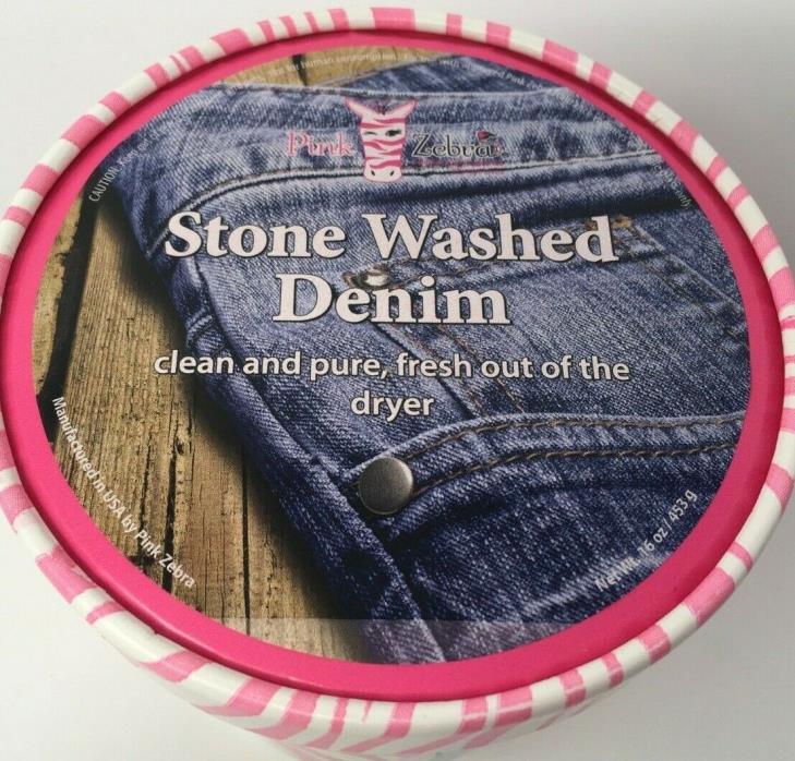 Pink Zebra Sprinkles Soy Wax Carton 16oz - Stone Washed Denim