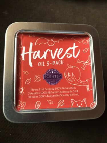 Scentsy Harvest Oil 3-Pack Oils, New In Tin, Halloween
