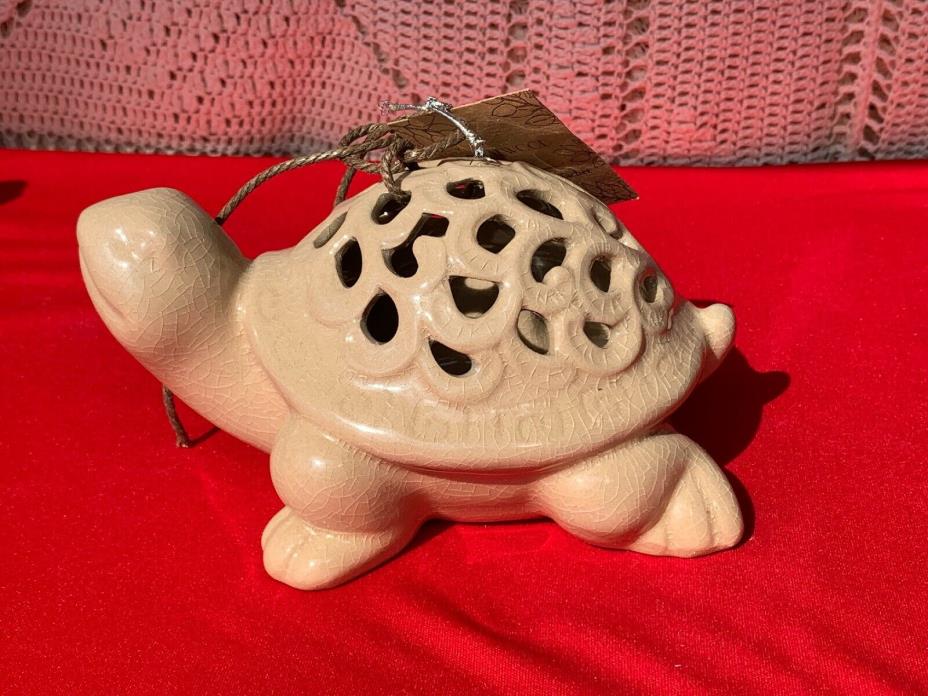 Vintage SEA TURTLE Tortoise Sandalwood Potpourri Sachet GC Fragrance Figurine