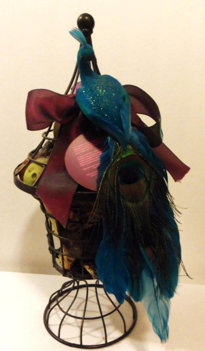 Pier 1 Enchanted Paradise Potpourri In Metal Birdcage With Peacock NWT