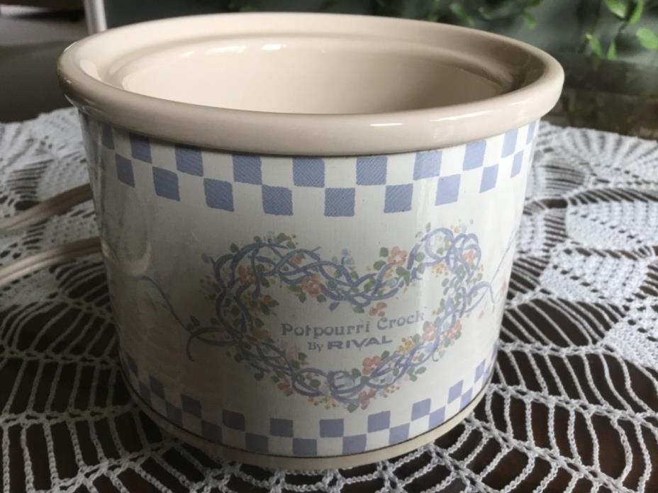 Vintage Rival Potpourri Crock Pot Warmer W Lid & Box Floral Electric Model  3207 