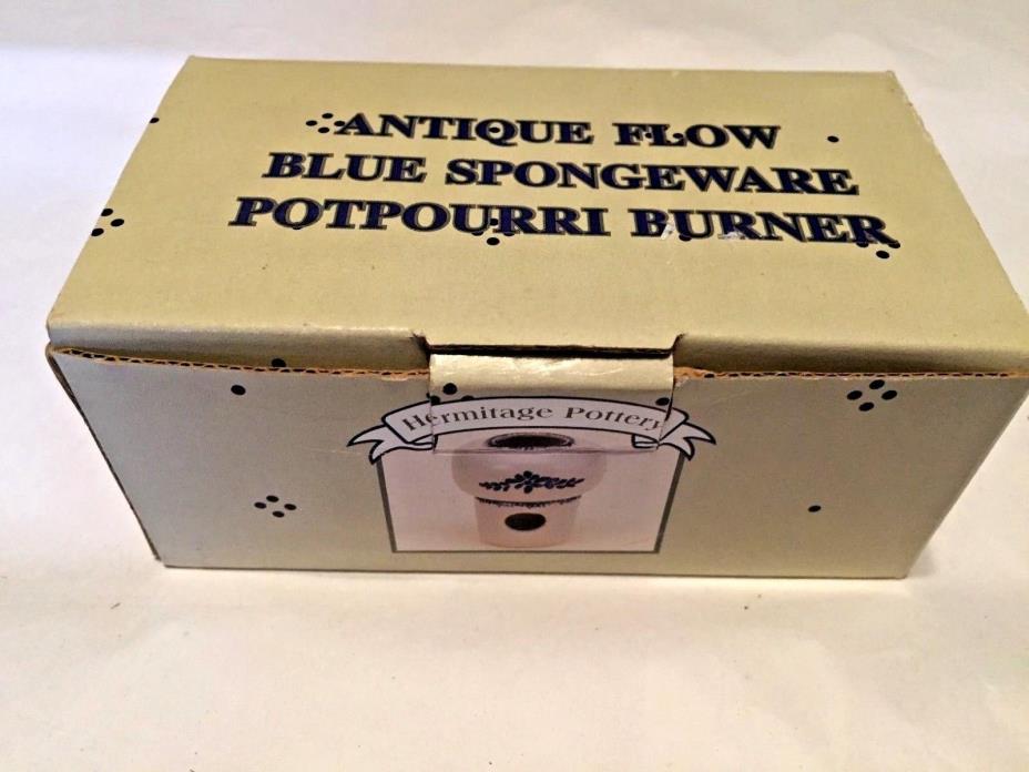 Blue Spongeware Potpourri Burner NEW by Hermitage Pottery 
