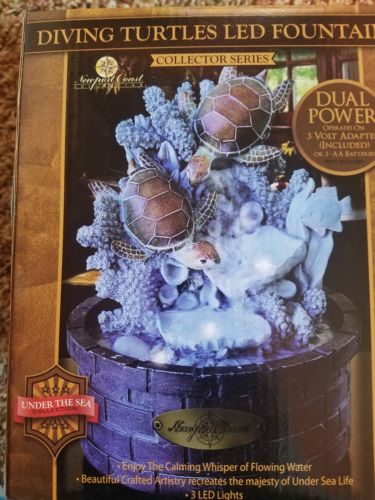 Home Decor Diving Turtle LED Tabletop Water Fountain Color With Adapter. NIB