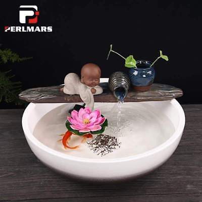 Water fountain 110- 220V DIY Little Monk Water Fountain Desktop Fish Tank Flower