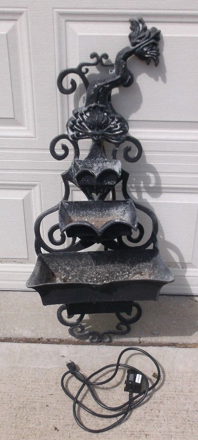 Cast Aluminum 3 Tier Wall Fountain w/Electric Water Pump
