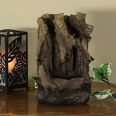 Hollowed Log Tabletop Water Fountain w/LED Lights by Sunnydaze - see video