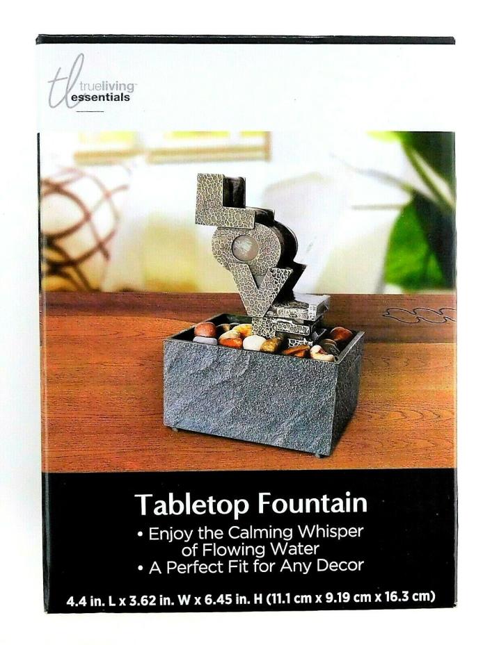True Living Essentials Tabletop Fountain LOVE  Battery Operated