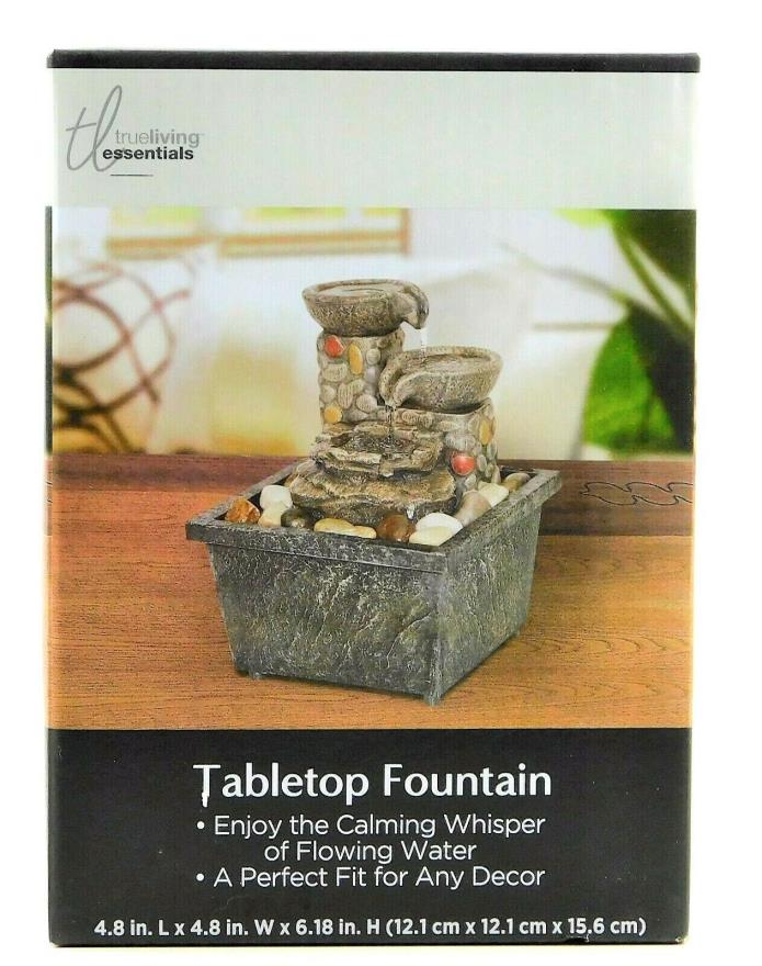 True Living Essentials Tabletop Fountain Teired Bowls  Battery Operated