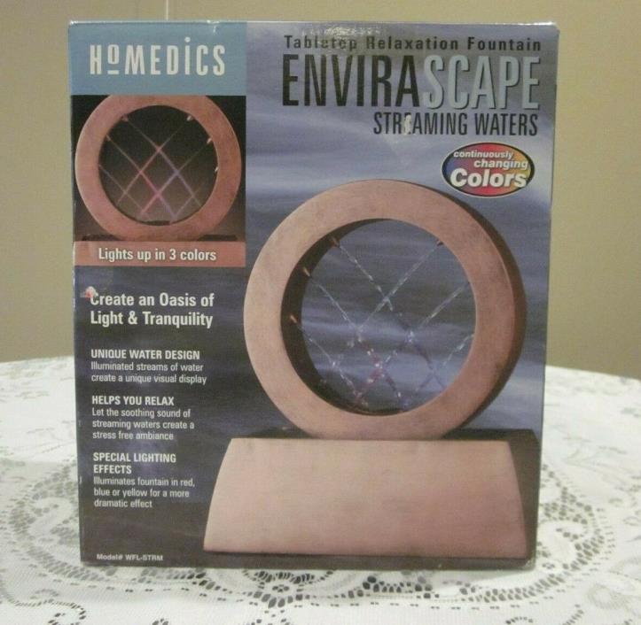 New in Box Homedics Envirascape Lighted  3 Color Streaming Waters