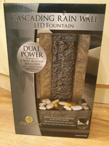 Cascading Rain Wall LED Tabletop Water Fountain with Adapter included