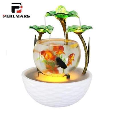 Water Fountain 110/220V Creative Glass Fish Tank Ceramic Water Fountain Office H