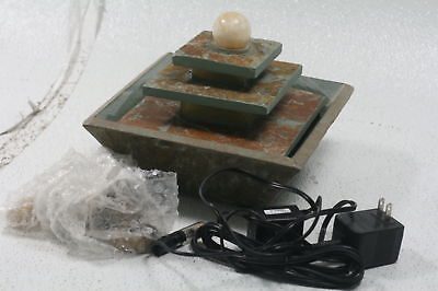 Sunnydaze Ascending Slate Tiered Water Fountain LED Light 8 Inch Stones Rustic