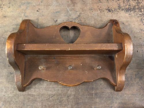 Vintage Wooden Heart Hole Key Holder 12”x9”