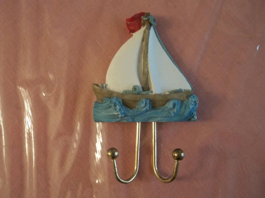 Key 2 Hook Wall Hanger Hat Glove Scarf Holder Rack Sail Boat Ship Nautical 5