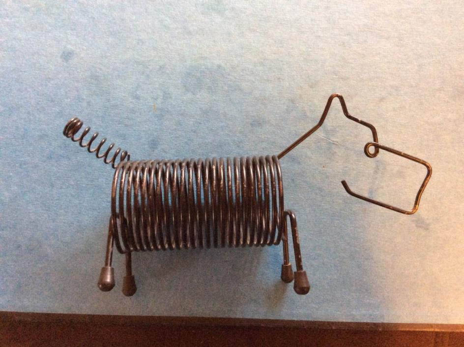 Vintage Retro Letter Holder Wire Dog Spring Tail as Pen Holder 1970s Black