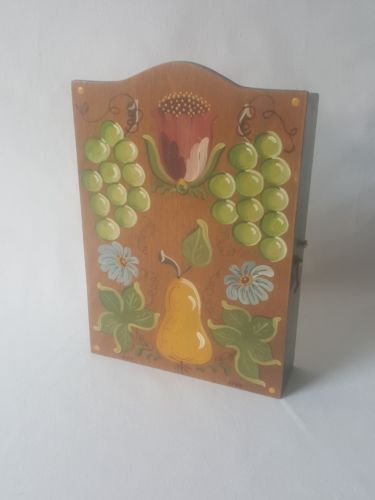 Antique folk art wooden hand-painted key holder