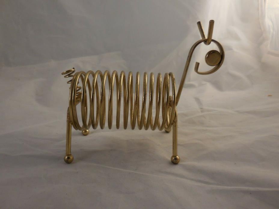 Vintage Brass Spring Coil Letter Holder Horse