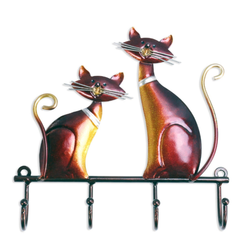 Tooarts Wall Mounted Key Holder Iron Cat Wall Hanger Hook Decor 4 Hooks for Bags