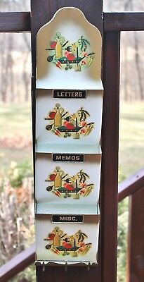 Vintage Mid-Century Metal Kitchen Wall Mount Letter Memo Misc Key Holder 3 Slots