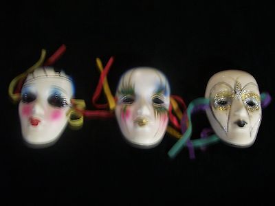 THREE FANCY FACES MASK,. WALL MOUNT, COLORFUL MASK
