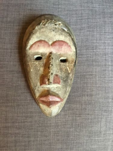 Vintage Hand Carved Wood Mask Africa Ghana Tribal Wall Hanging Decor African HTF