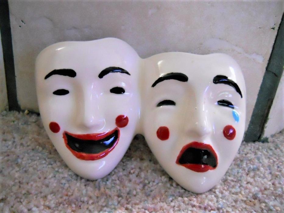 Double FACE MASK Ceramic Clay Wall Art THEATER COMEDY,TRAGEDY Mardi Gras