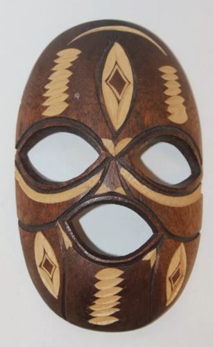 Wood Small Carved Ethic Tribal Mask Miniature Home Decoration