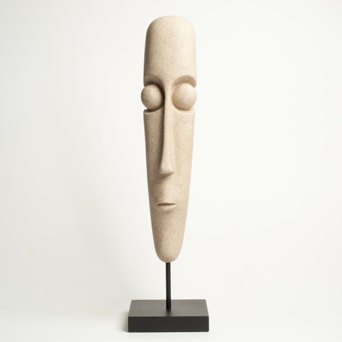 Abstract Face Easter Island Style Figurine 21 Inches Tall Material Polyresin